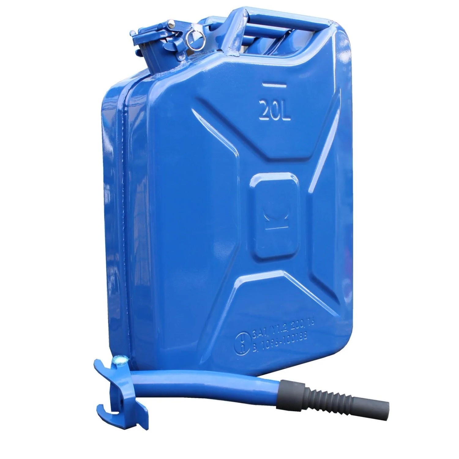 TRUTZHOLM Metallkanister 20 Liter Mit Ausgießer Flexibel Und Halter Blau