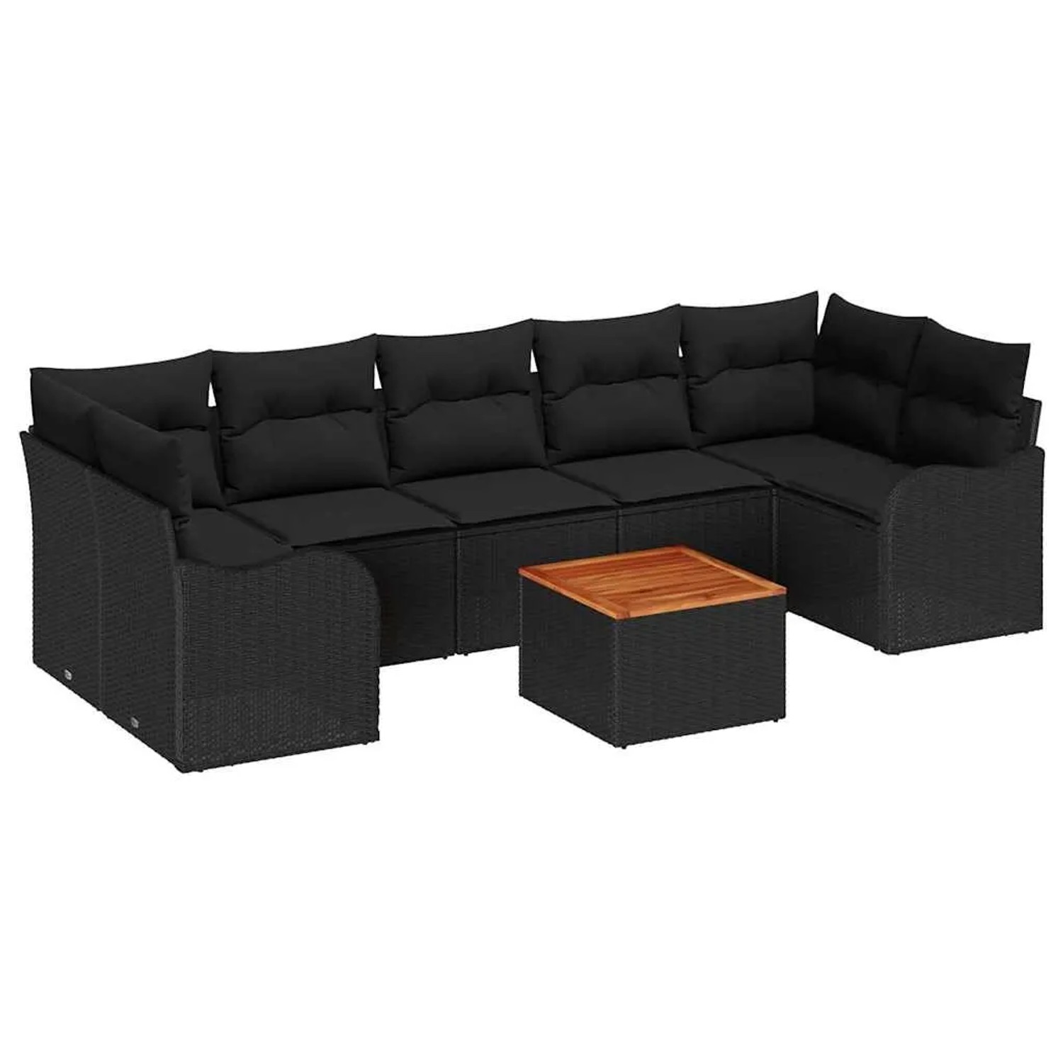 vidaXL Garten-Sofa-Set 8-Tlg Schwarz Poly Rattan 3347422