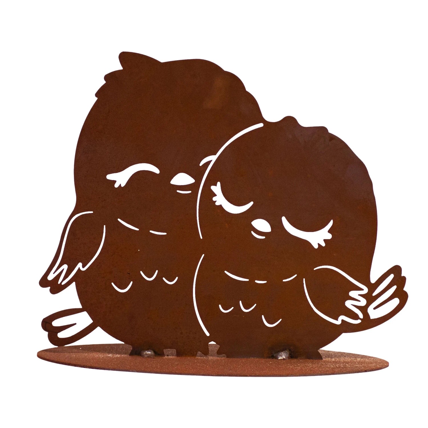 Ferrum Art Design Deko-Figur-Süßes-Vogelpärchen auf Platte 25 cm x 32 cm