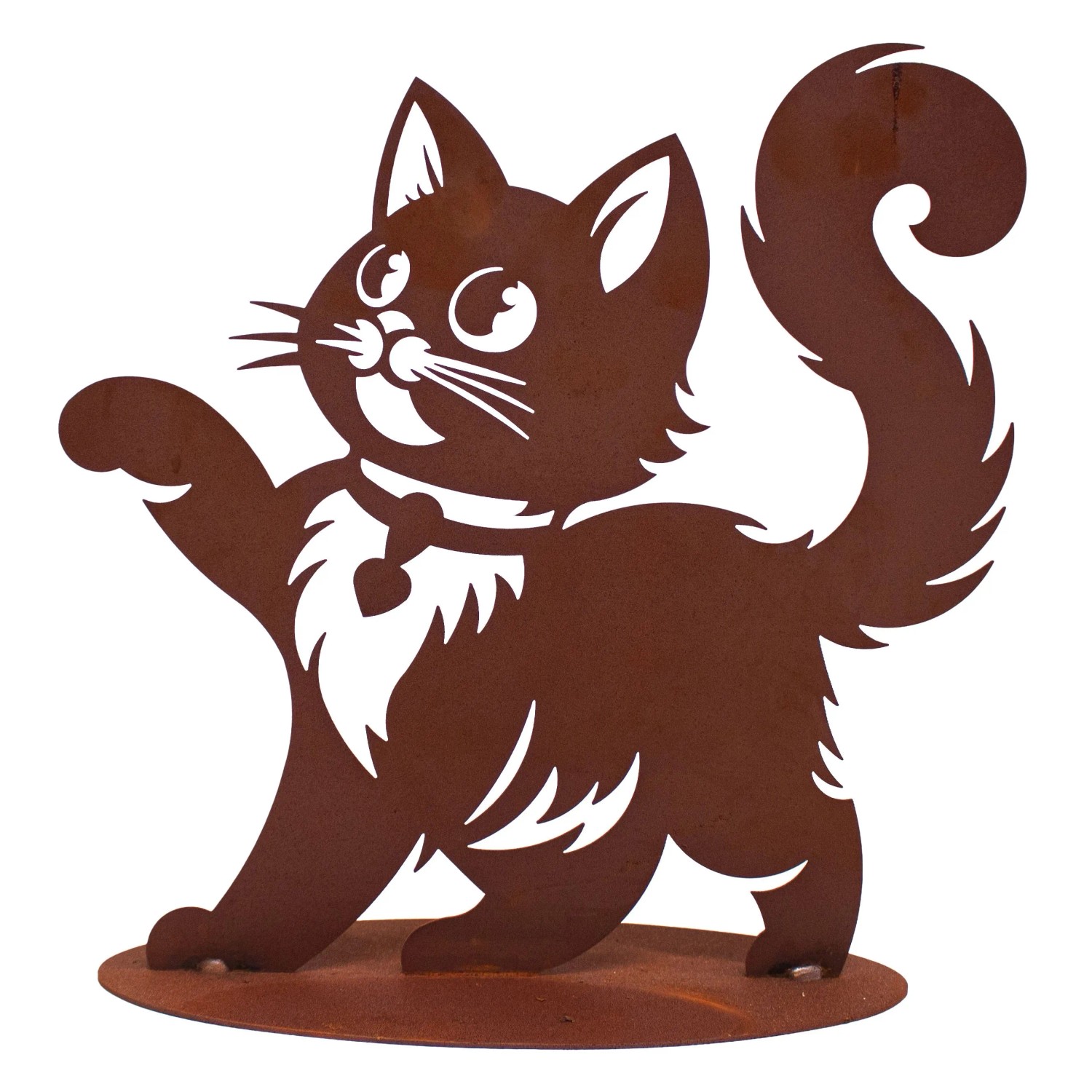 Ferrum Art Design Deko-Figur-Katze Bella auf Platte 35 cm x 35 cm