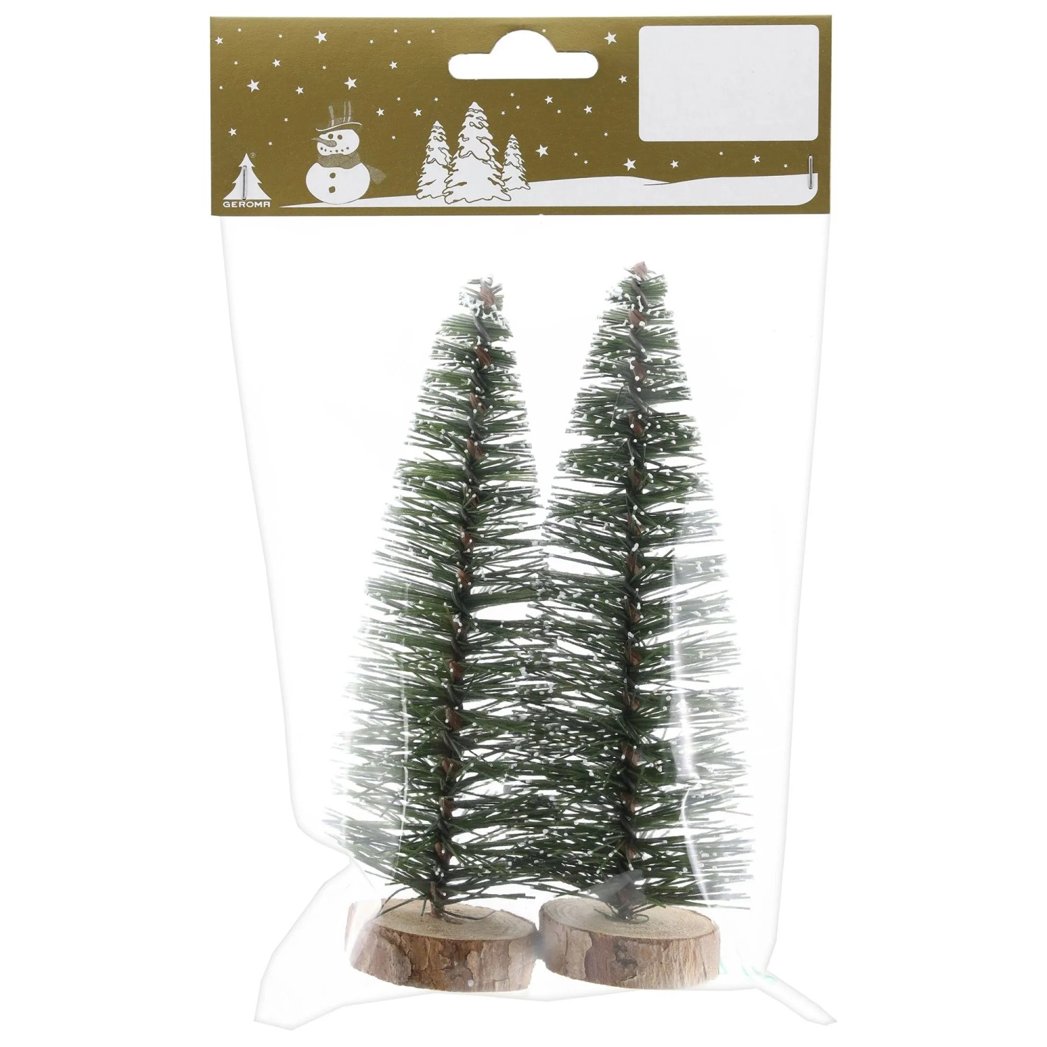 Baum-Set aus Kunststoff auf Holzfuß Stehend 14,5 cm Grün-Weiß