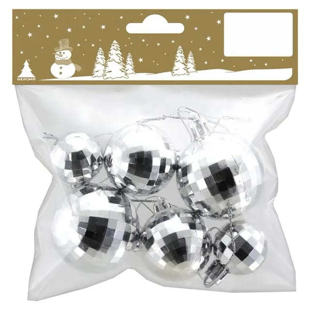 Discokugeln-Set aus Kunststoff zum Hängen Silber 6 Stück