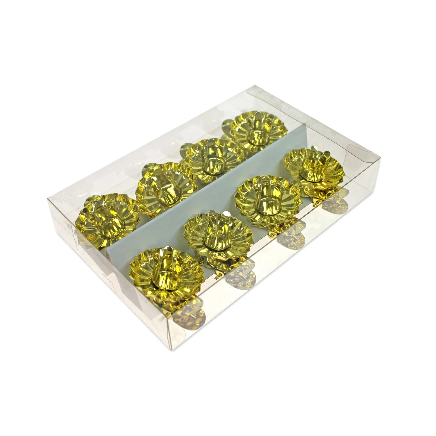 Baumkerzenhalter-Set aus Metall in Blütenform 4 cm Gold 8-teilig