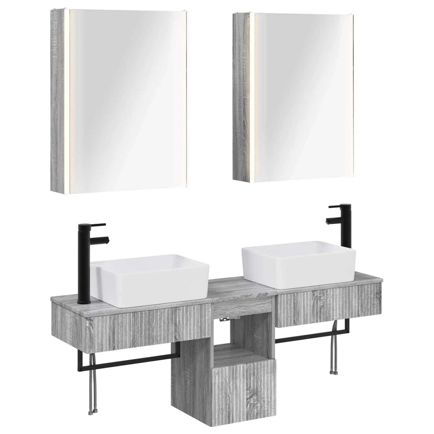 vidaXL Badezimmerschrank-Set 5-Tlg Grau Sonoma 53 x 15,5 x 70 cm 3406332