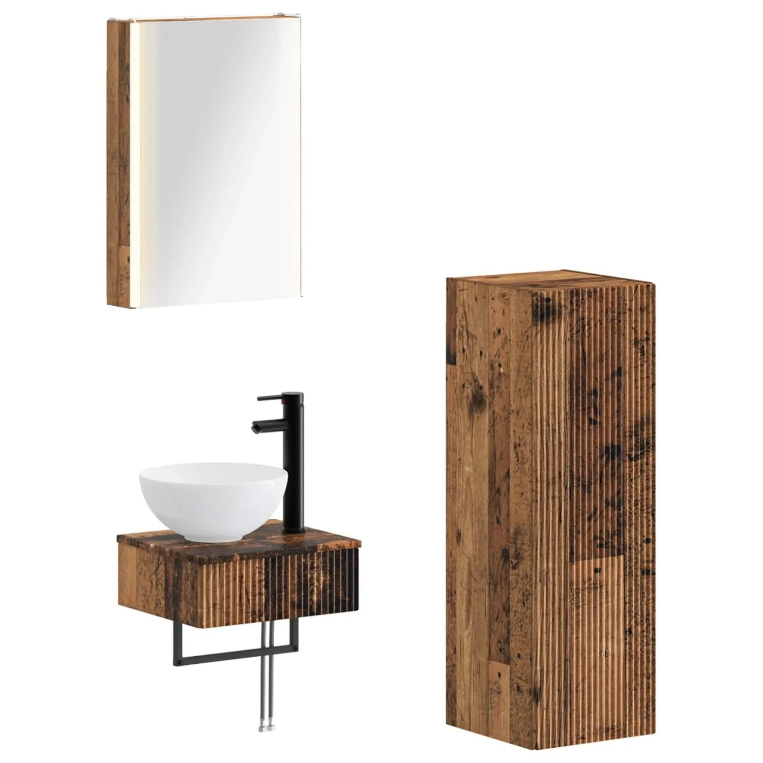 vidaXL Badezimmerschrank-Set 4-Tlg Altholz 43 x 11,5 x 60,5 cm 3407381