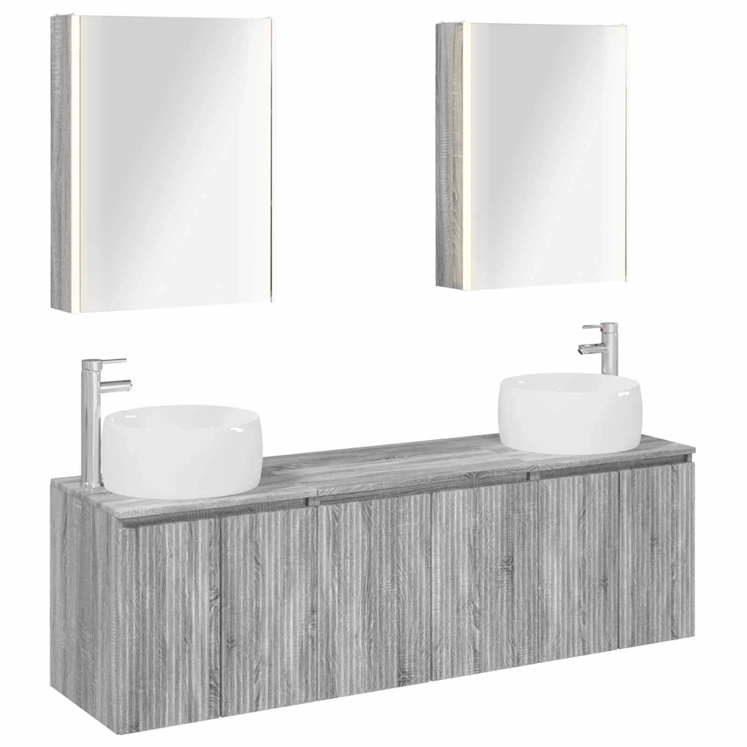vidaXL Badezimmerschrank-Set 5-Tlg Grau Sonoma Holzwerkstoff 3406532