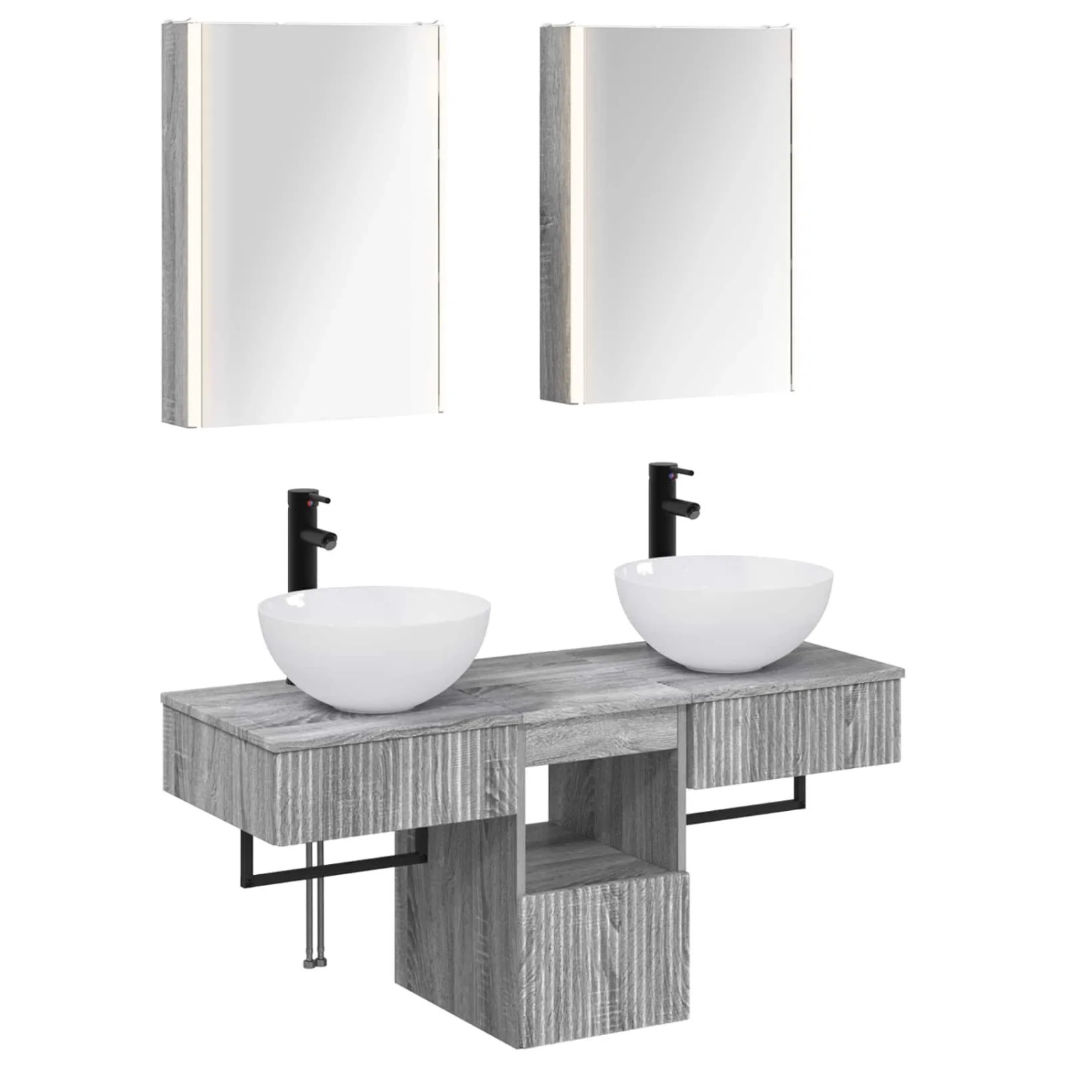 vidaXL Badezimmerschrank-Set 5-Tlg Grau Sonoma 43 x 11,5 x 60,5 cm 3406292