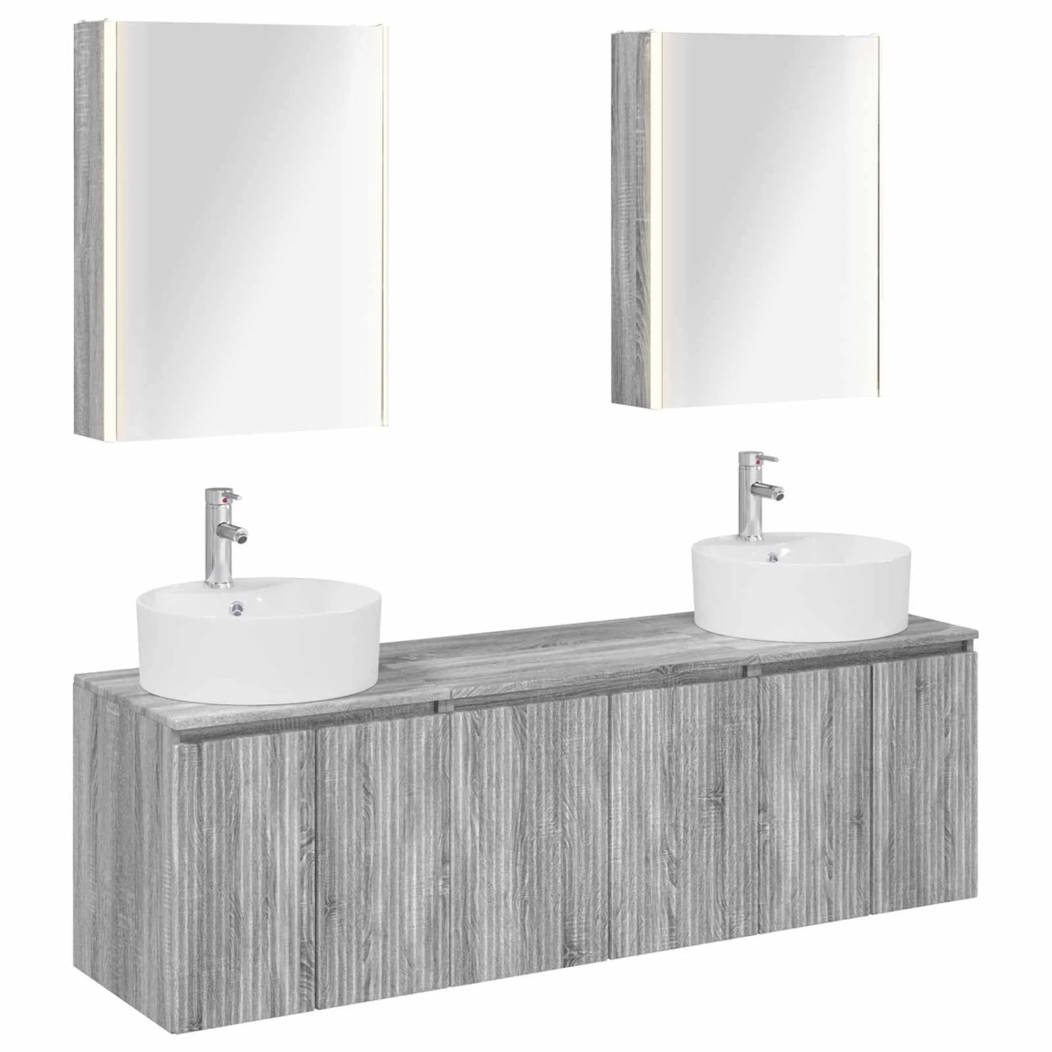 vidaXL Badezimmerschrank-Set 5-Tlg Grau Sonoma Holzwerkstoff 3406452