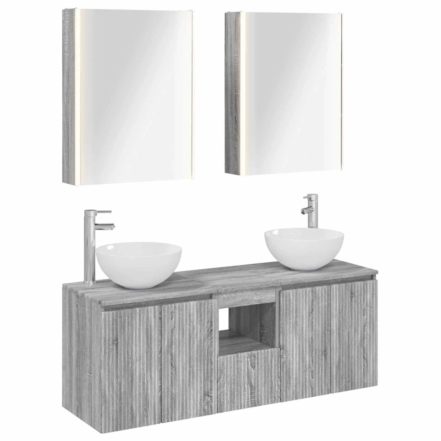 vidaXL Badezimmerschrank-Set 5-Tlg Grau Sonoma 53 x 15,5 x 70 cm 3406372