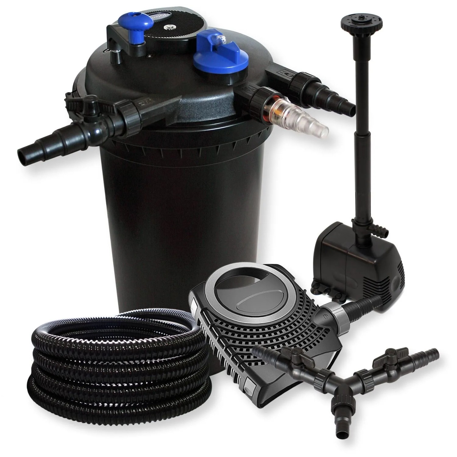 Sunsun Druckteichfilter 30000L 18W Uvc Neo10000 80W Pumpe Schlauch Springbrunnen