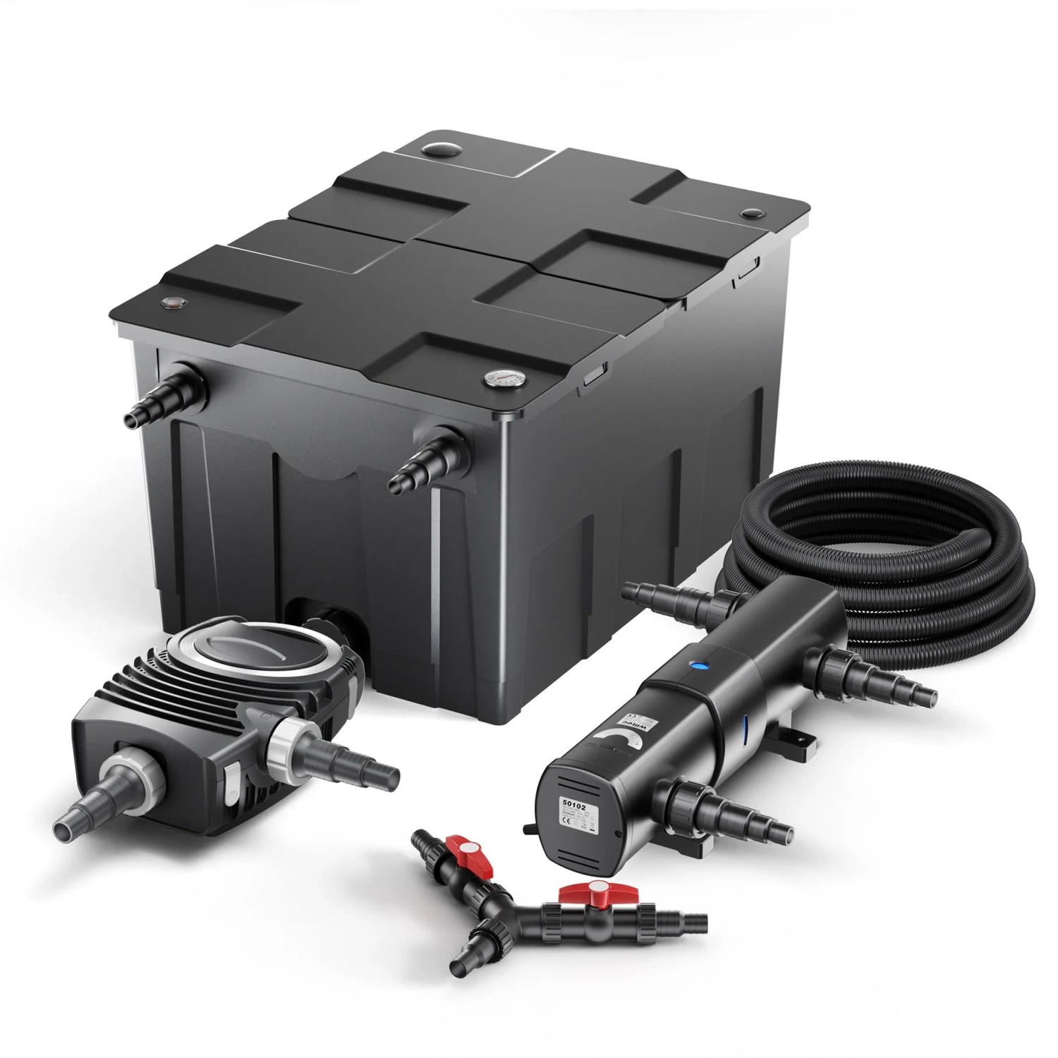 Sunsun Teichfilter Set 60000L 36W Teichklärer Neo10000 80W Pumpe 25M Schlauch