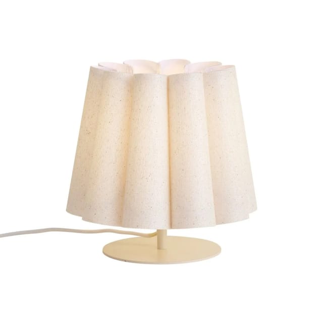 QAZQA Japandi Tischleuchte Beige mit STOffschirm 22cm Jenni