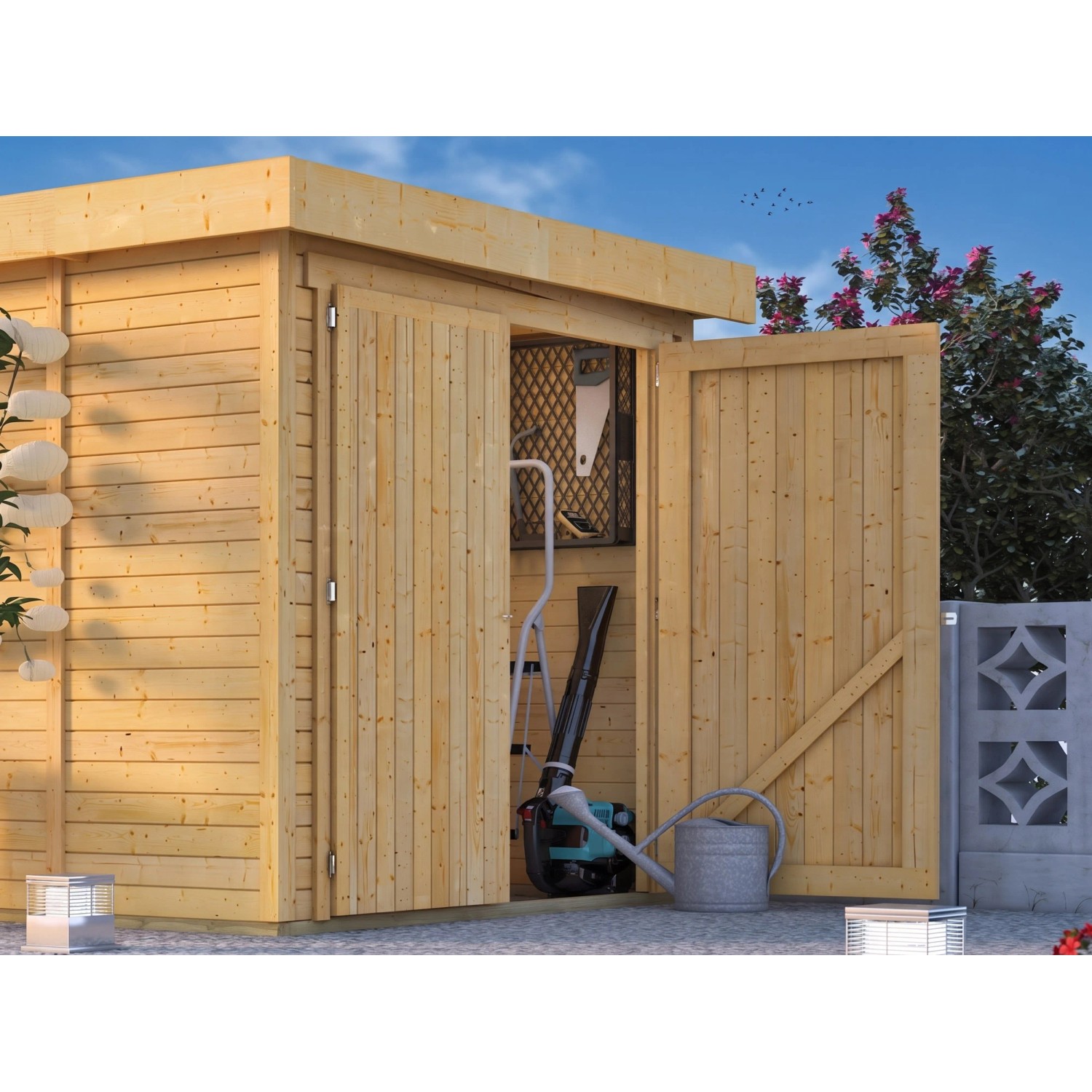 Karibu Anbauschrank Naturbelassen für Ausgewählte Karibu Gartenhäuser
