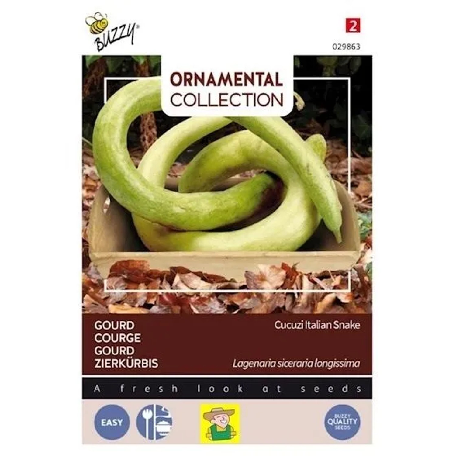 Buzzy Ornamental Kalebasse Italian Snake Samen Circa 2.5 grLange Hellgrüne Kalebasse
