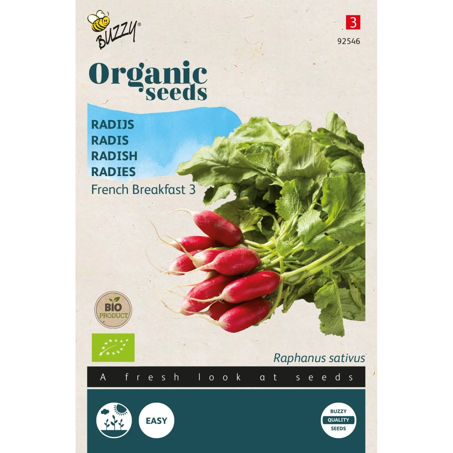 Radieschen 'French Breakfast 3' Buzzy Organic Bio Samen Circa 2,5 g Biologisch Angebaut