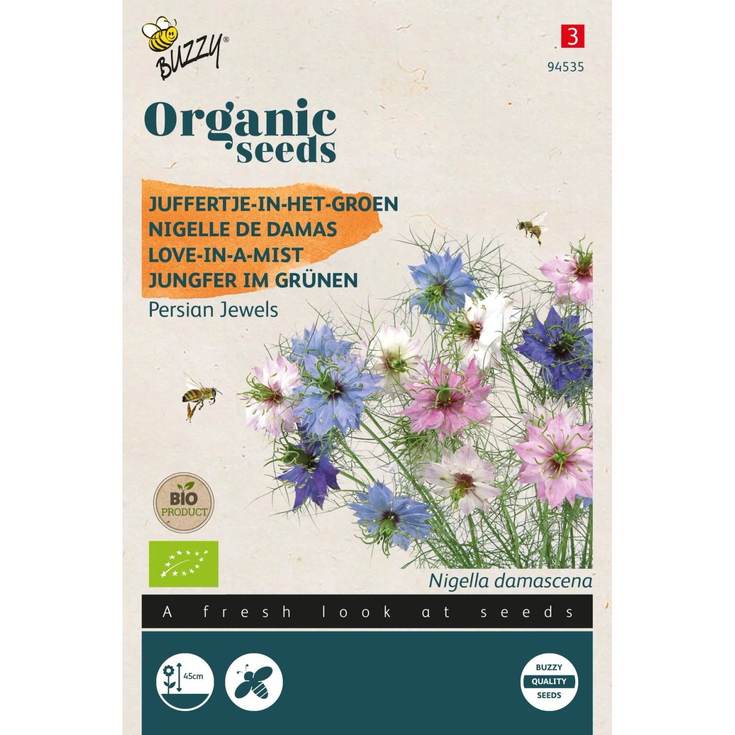 Jungfer im Grünen 'Persian Jewels' Buzzy Organic Bio Samen Circa 0,25 g Einfach im Freiland zu Säen