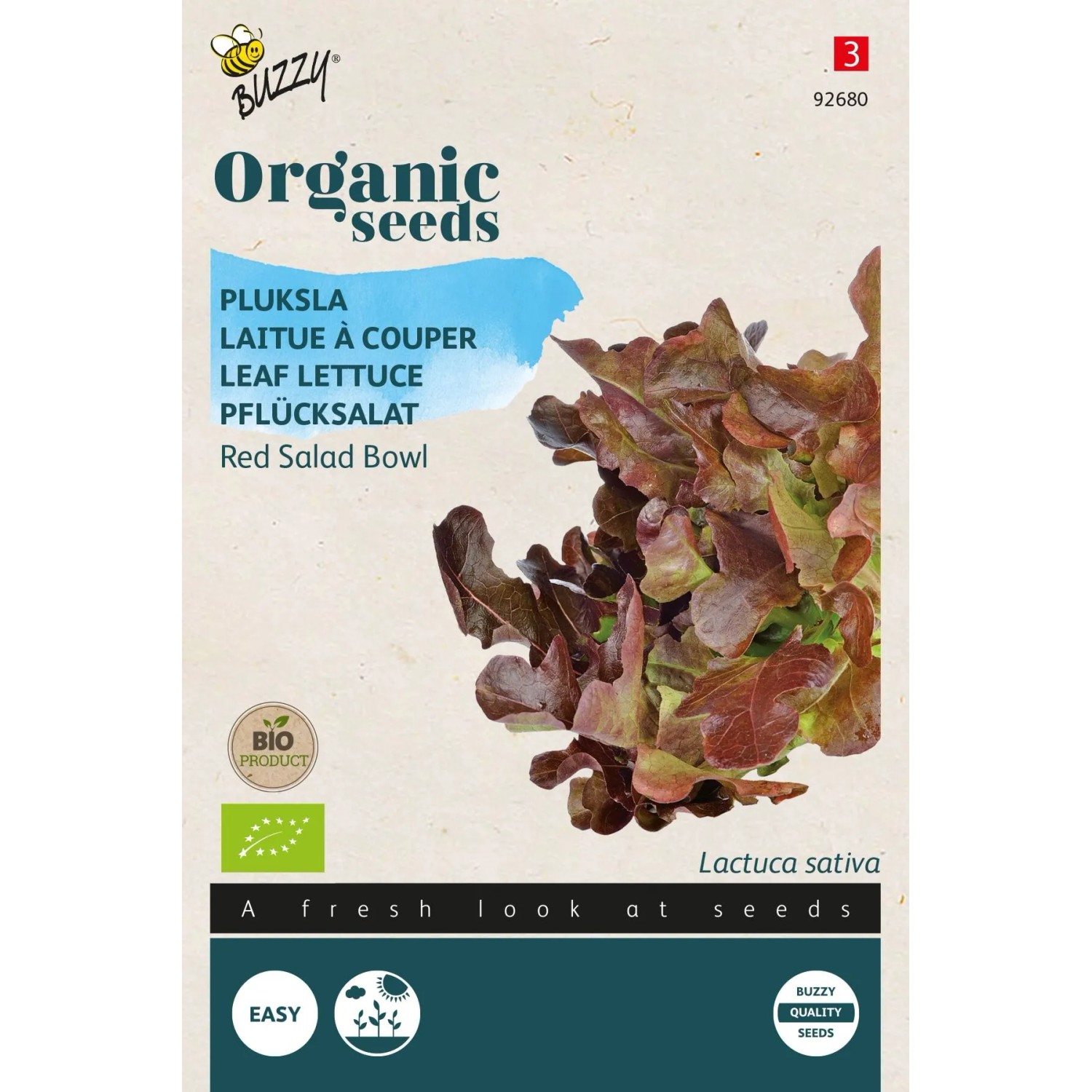 Buzzy Organic Pflücksalat Red Salad BowlBio Samen Circa 1 grSehr gut Geeignet zum Garnieren von Gerichten