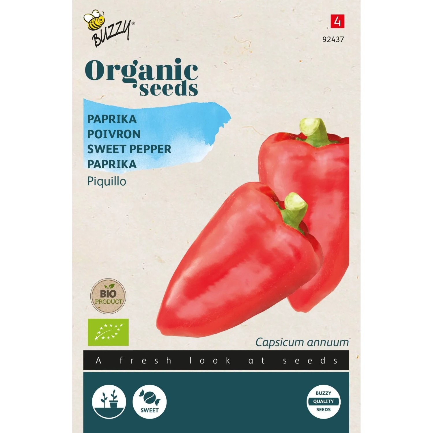 Paprika 'Piquillo' Buzzy Organic Bio Samen Circa 0,25 g Biologisch Angebaut