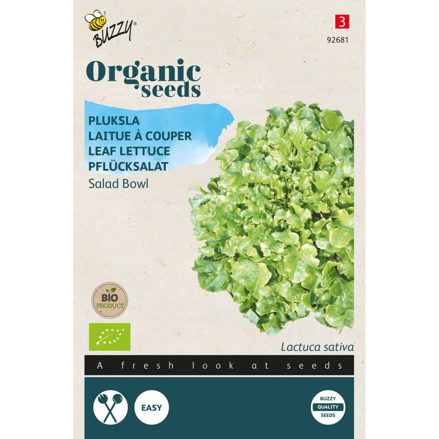Buzzy Organic Pflücksalat Salad Bowl grünBio Samen Circa 1 grVon März bis Ende August im Freiland Säen