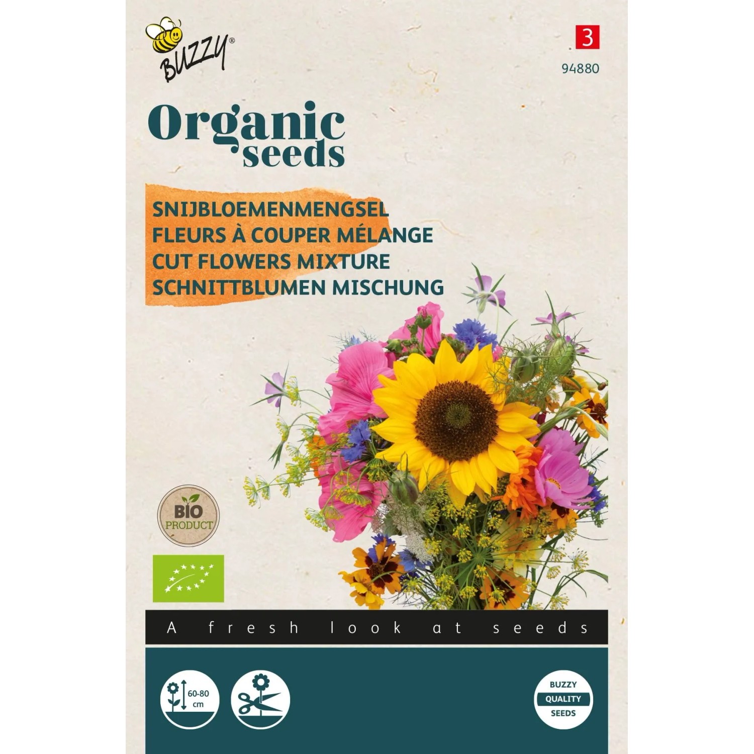 Schnittblumen-Mischung Buzzy Organic Bio Samen Circa 0,5 g Biologisch Zertifiziert
