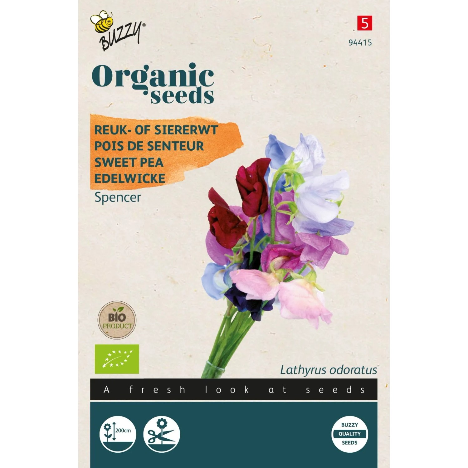 Buzzy Organic Edelwicke Spencer MischungBio Samen Circa 2.5 grSehr Duftende Blumen
