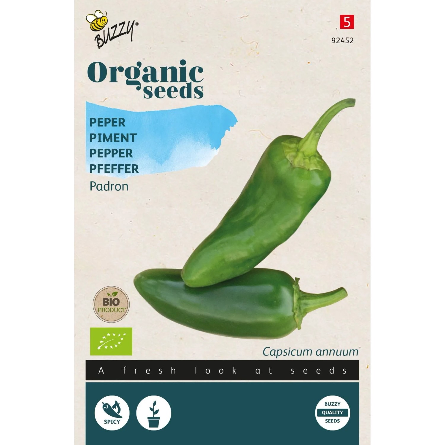 Paprika 'Padrón' Bio Saatgut Circa 0,15 g Mild bis Scharf