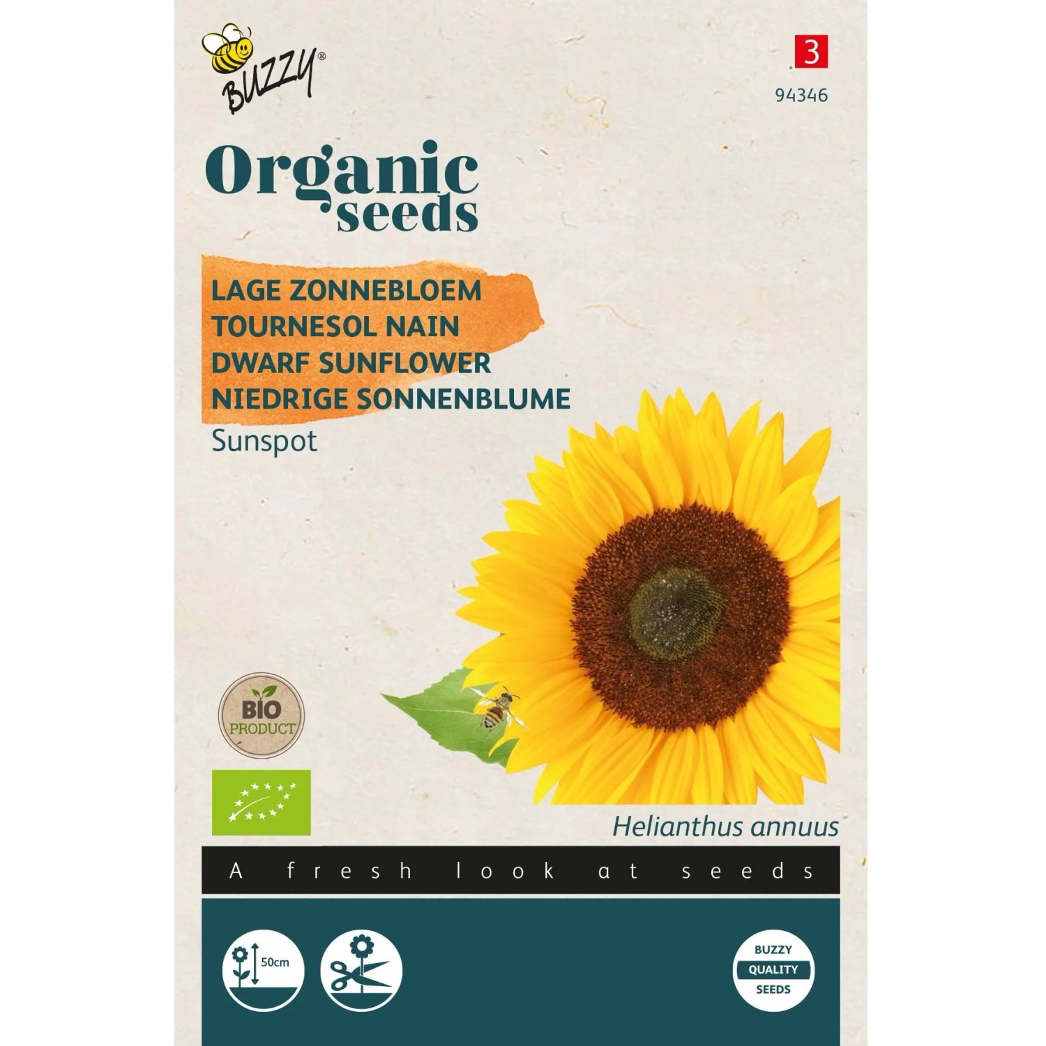 Zwerg-Sonnenblume 'Sunspot' Buzzy Organic Bio Samen Circa 3 g Einfach Anzubauen