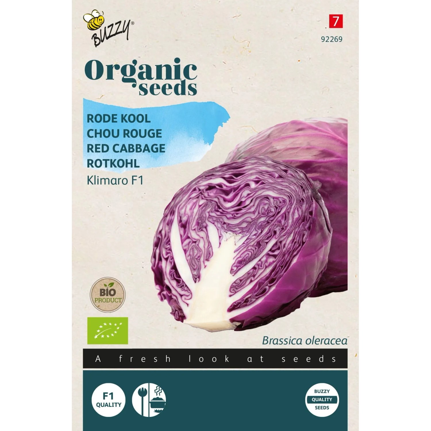 Buzzy Organic Rotkohl Klimaro F1Bio Samen Circa 25 SamenSchöner Roter Kohl