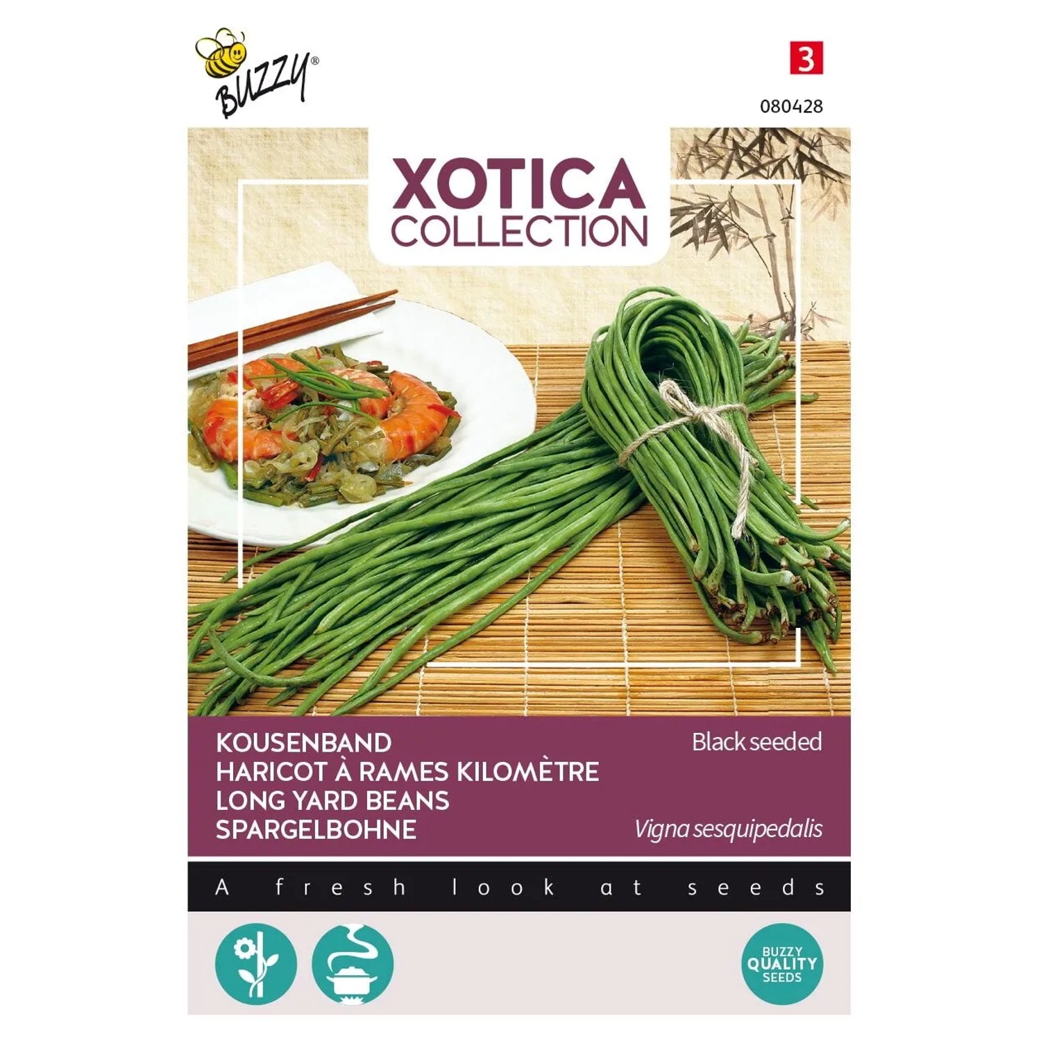 Spargelbohne 'Metro Nero' Buzzy Xotica Samen Circa 10 g Für Voranzucht Geeignet