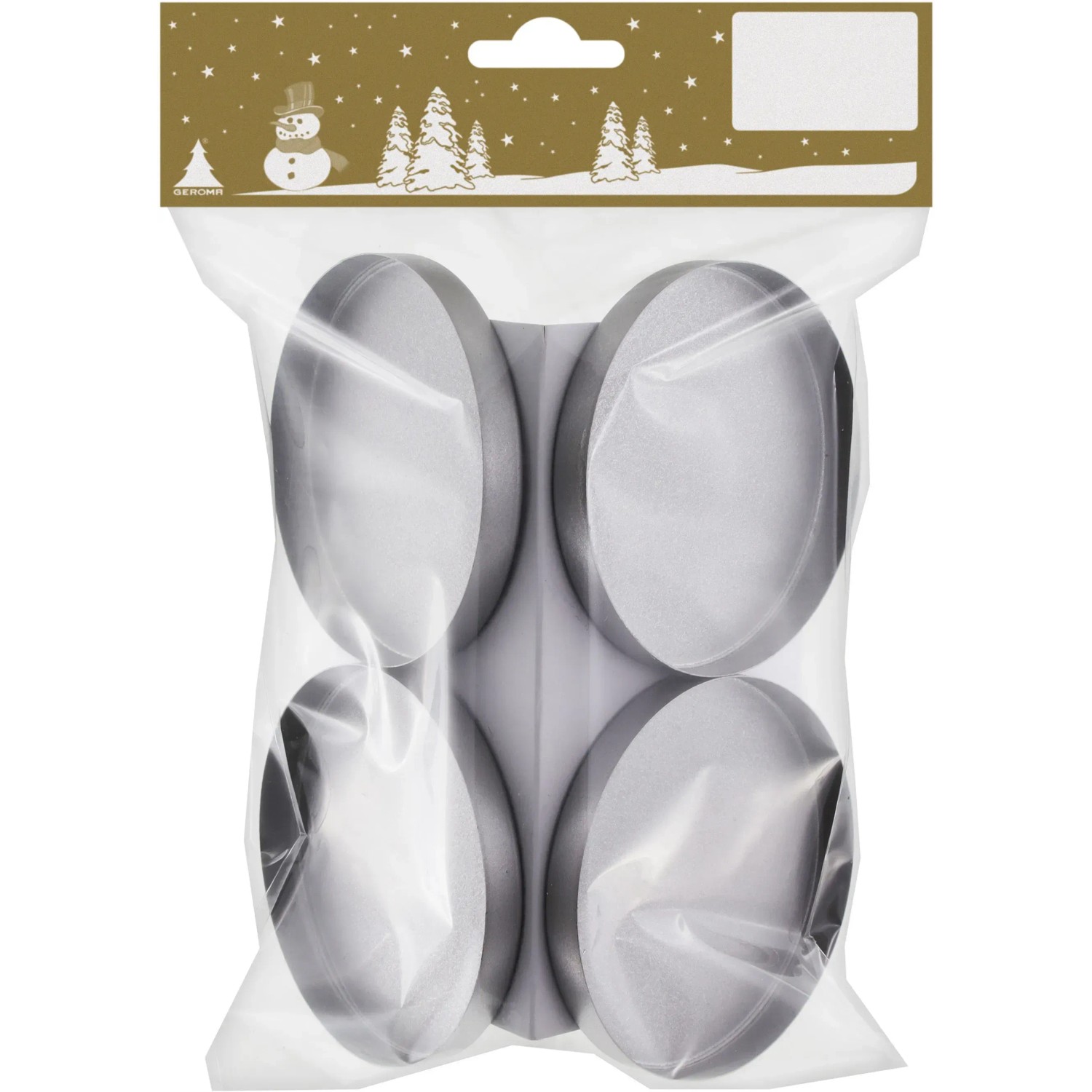 Weihnachtlicher Teelichthalter aus Metall 4 St. Silber matt Ø 7,5 cm
