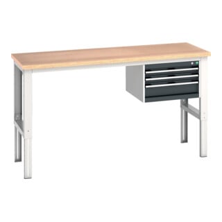 Bott Werkbank cubio 3 Schubladen Multiplex höhenverstellbar 2000 x 750 x 740-1140mm RAL 7035/7016