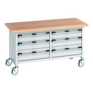 Bott Werkbank cubio Multiplex-Arbeitsplatte 1500 x 750 x 840mm RAL 7035