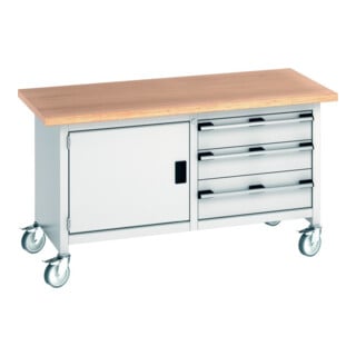 Bott Kastenwerkbank cubio 1500 x 750 x 840mm Multiplex Buche RAL 7035