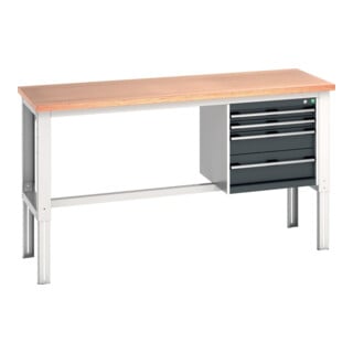 Bott Werkbank cubio 4 Schubladen Multiplex 2000 x 750 x 740-1140mm RAL 7035/7016