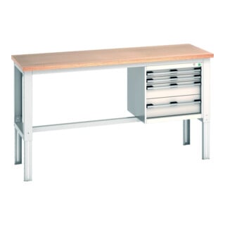 Bott Werkbank cubio 4 Schubladen Multiplexplatte 2000 x 750 x 740-1140 mm RAL 7035
