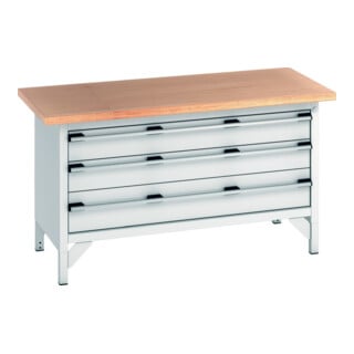 Bott Kastenwerkbank cubio Multiplex-Arbeitsplatte 1500 x 750 x 840mm RAL 7035