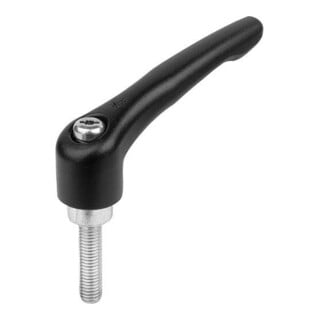 KIPP Klemmhebel GR.2 M10x20 Zink schwarz RAL9005 Strukturmatt Stahl blau-passiviert