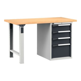 FAMI Werkbank Multiplexplatte MM 1500 x 750 x 890 mm mit 4 Schubladen RAL7035+RAL7016