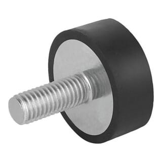 KIPP Gummipuffer Typ D Außengewinde M06x18 Ø20mm H15 Stahl Elast. Naturkautschuk