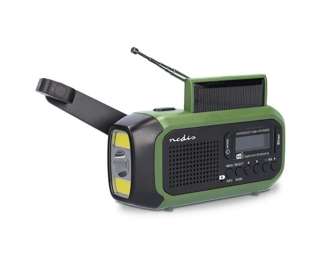 Nedis Emergency Radio - DAB+/FM - Dynamo - Solar- 2500 mAh Powerbank - DAB+/FM - Mono - Grün