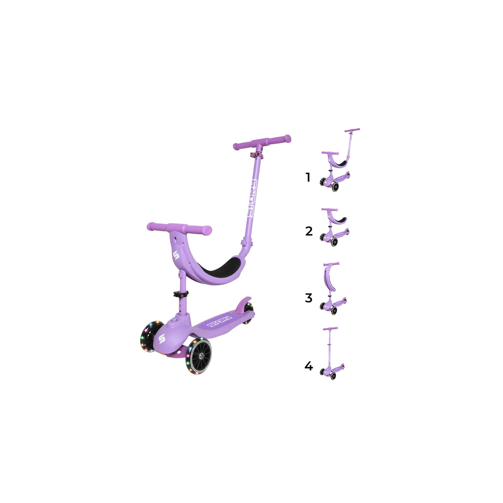 3-Rad-Kinderroller Original 4in1 LED, lila