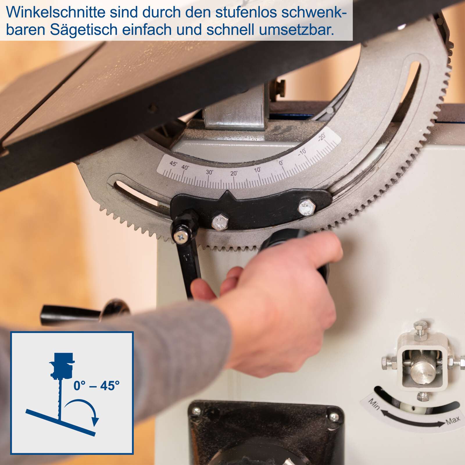 Bandsäge BASA3 Scheppach - 400V | 1100W | 205mm Schnitthöhe | 6-20mm Sägebandbreite | 370-750m/min Sägebandgeschwindigkeit | inkl. Untergestell