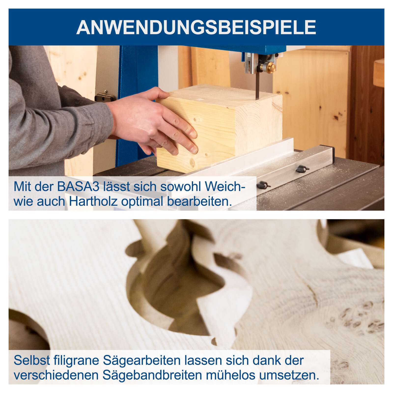 Bandsäge BASA3 Scheppach - 400V | 1100W | 205mm Schnitthöhe | 6-20mm Sägebandbreite | 370-750m/min Sägebandgeschwindigkeit | inkl. Untergestell Bild 3