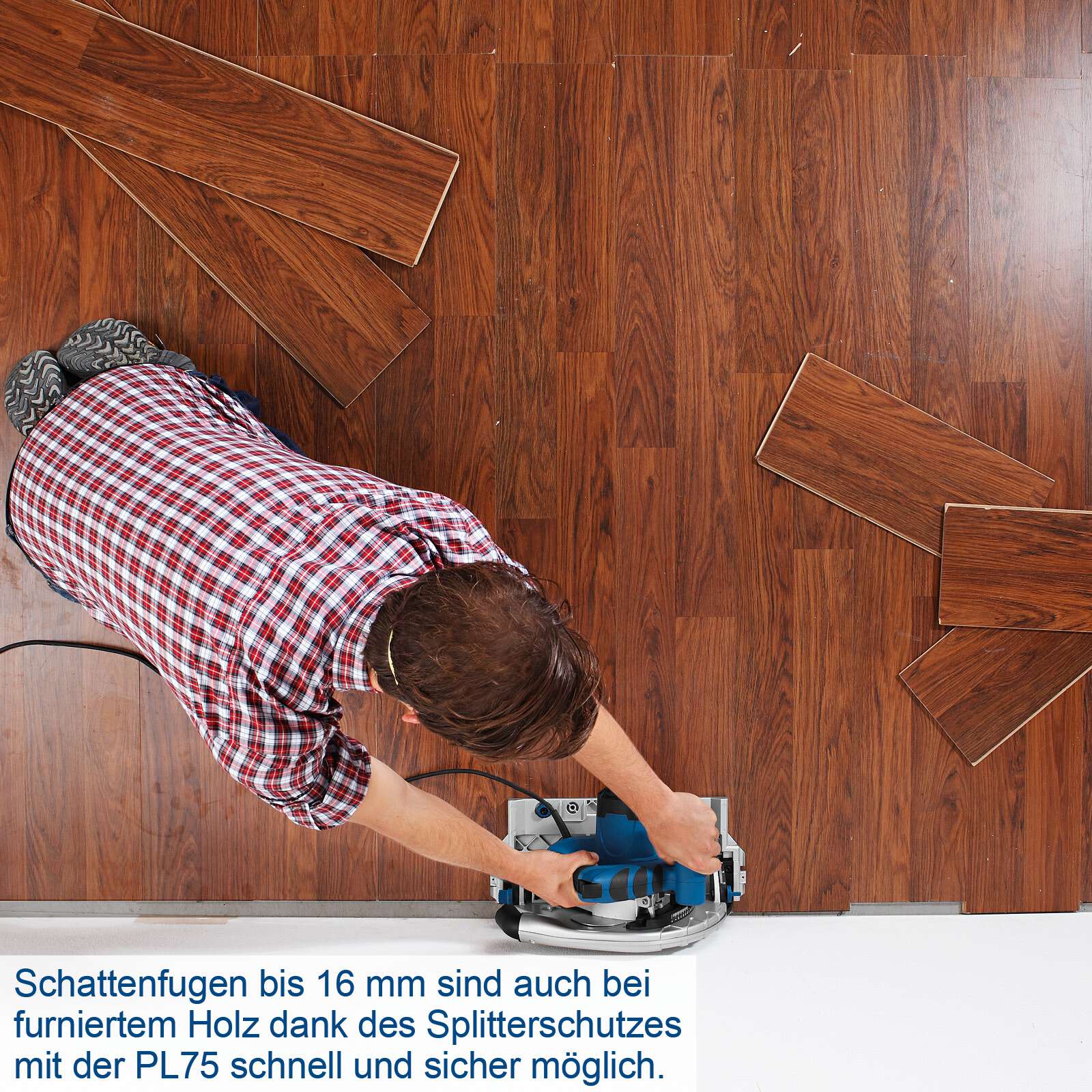 Tauchsäge PL75 Scheppach - 1600W | 75mm Schnitttiefe | Ø210mm Sägeblatt | 36Z | 16mm Schattenfugen | Sägeblattschutz