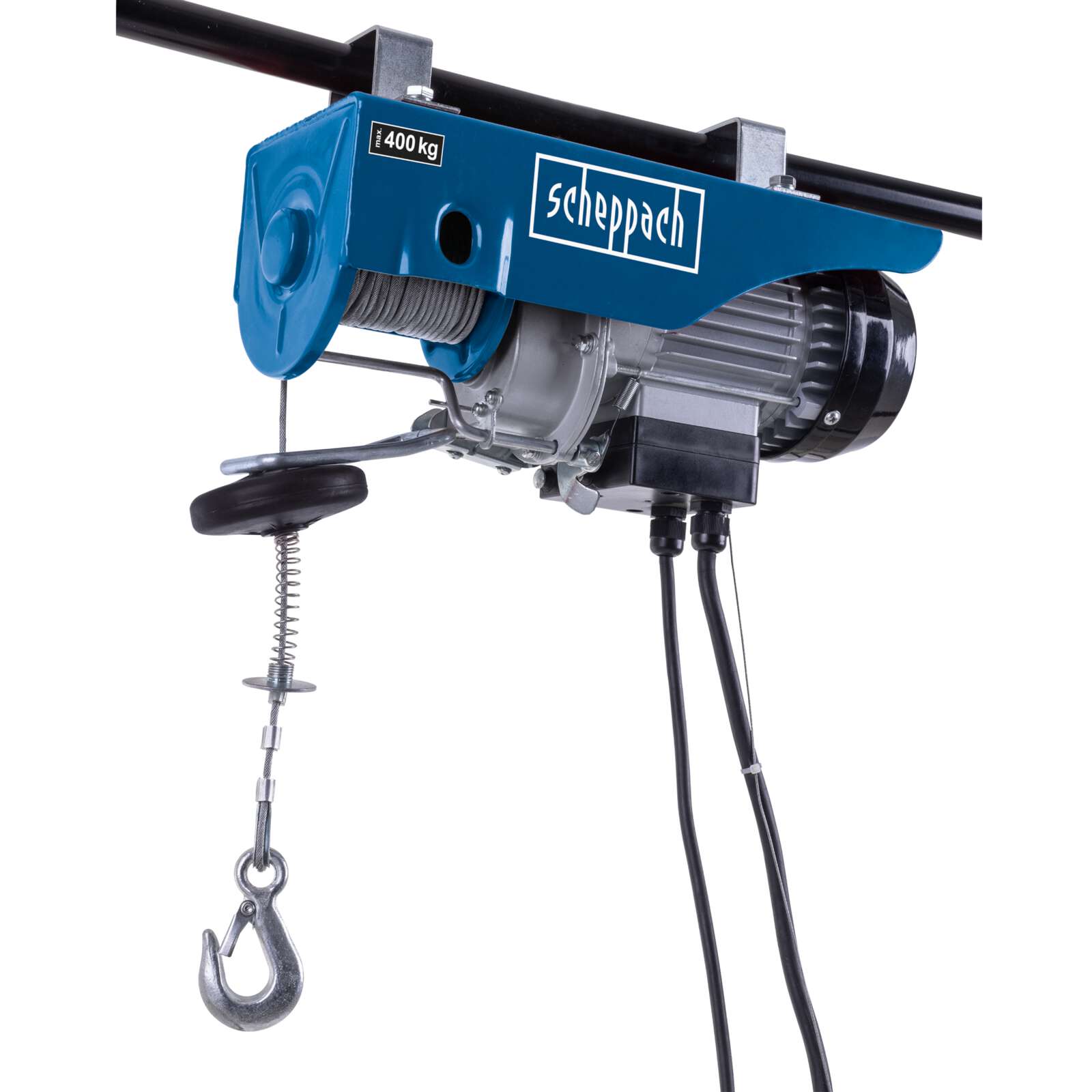 Elektrischer Seilzug HRS500 Scheppach - max. 200kg / 400kg Traglast | 12m / 6m Hubhöhe | 3,2mm Stahlseil | 8m/min - 4m/min Hubgeschwindigkeit