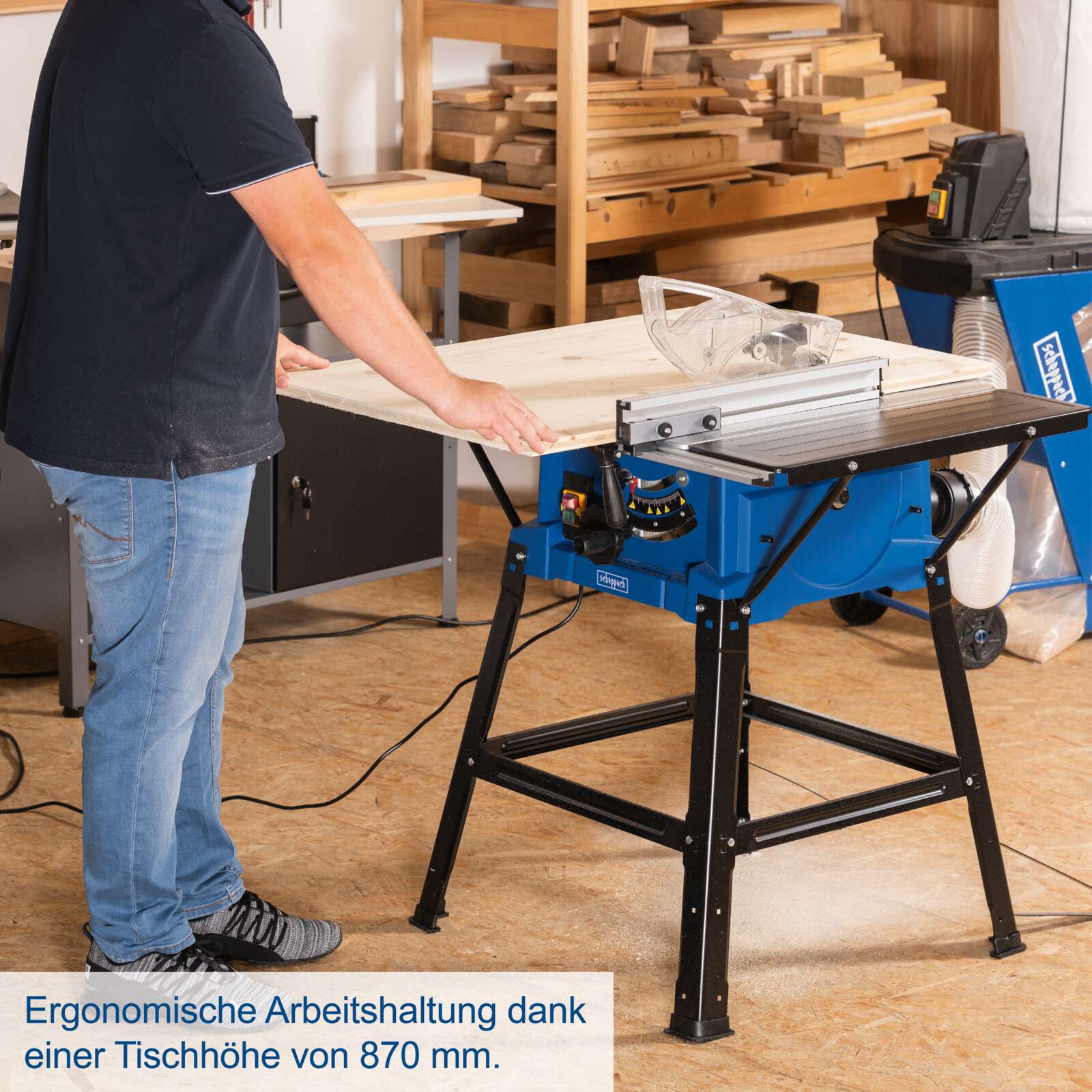 Tischkreissäge HS250L SE Scheppach - 2000W | 87mm Schnitthöhe | 546 x 630mm Tisch | Laser | inkl. 2. Sägeblätter 24Z