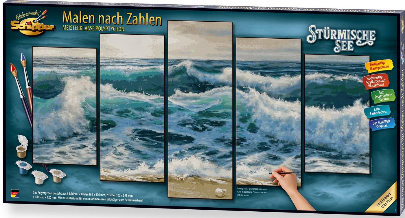 Schipper Malen nach Zahlen Meisterklasse Polyptychon - Stürmische See, Made in Germany Bild 3