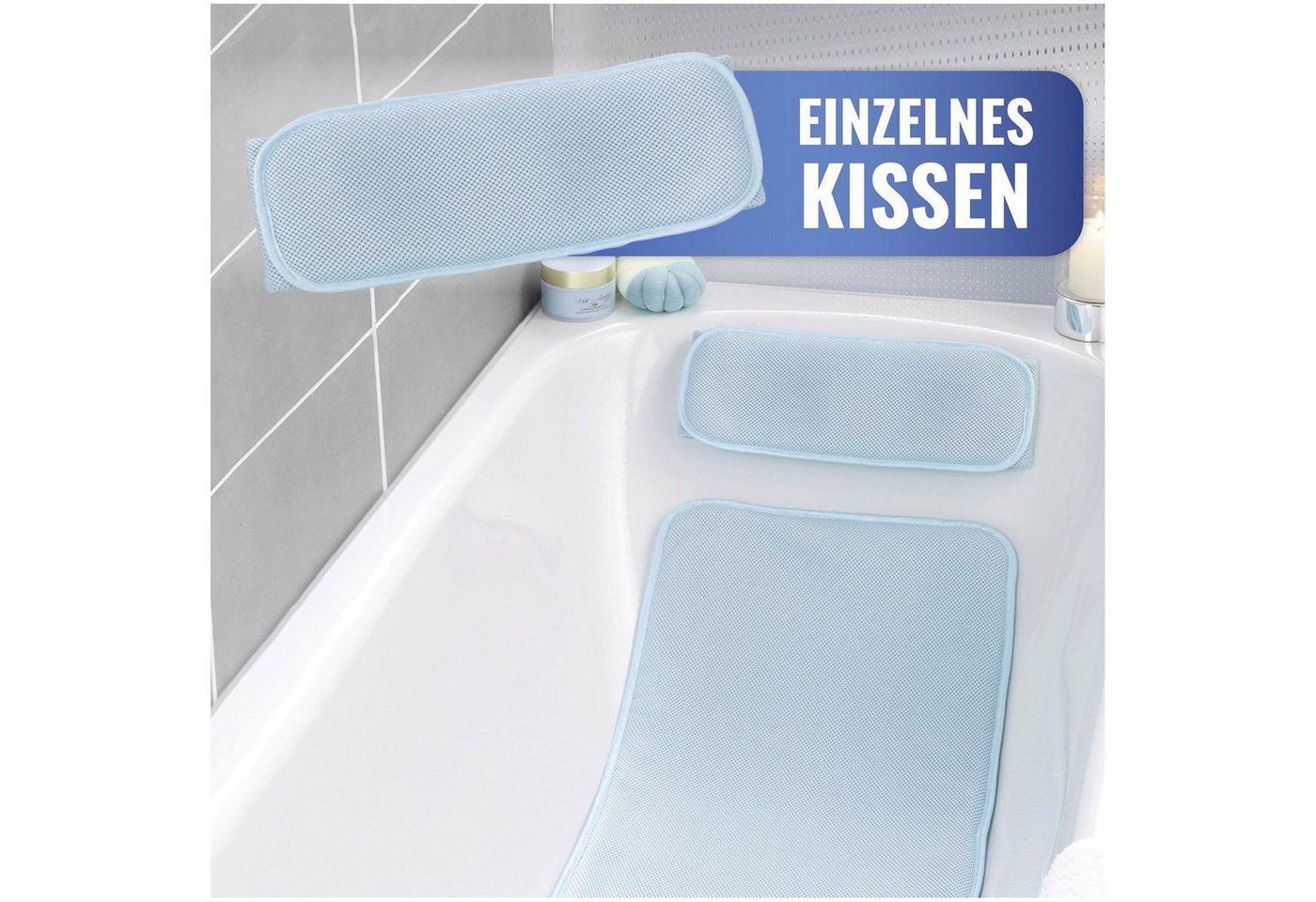 Maximex Badematte Badewanneneinlage, Höhe 20 mm, schnell trocknend, mit Kissen, aus druckentlastendem Polyester-3D-Mesh-Gewebe Bild 3