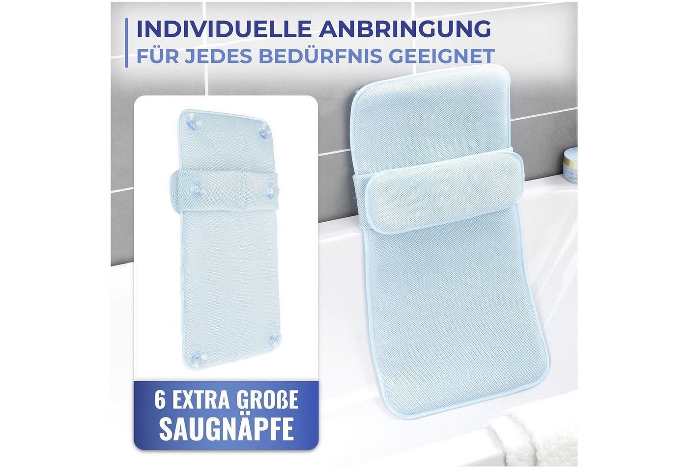 Maximex Badematte Badewanneneinlage, Höhe 20 mm, schnell trocknend, mit Kissen, aus druckentlastendem Polyester-3D-Mesh-Gewebe Bild 4