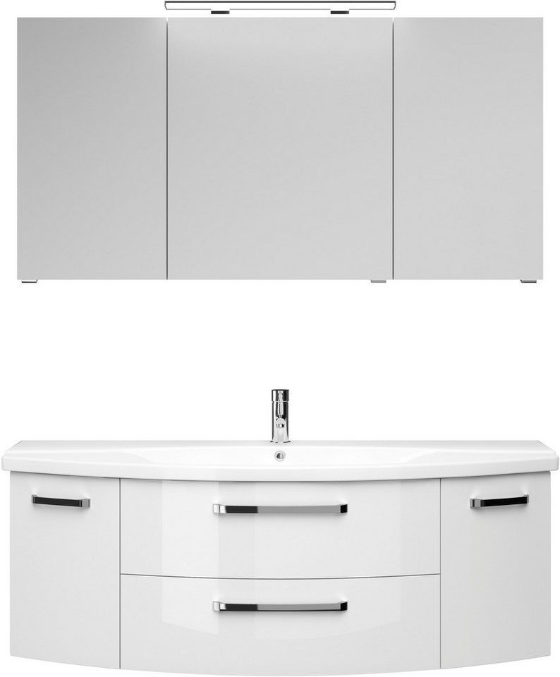 Saphir Badmöbel-Set Serie 4010 2-teilig Keramik-Waschtisch mit LED-Spiegelschrank, (Set), Badezimmer Set 144 cm breit, inkl. Türdämpfer, 5 Türen, 2 Schubladen Bild 4